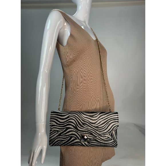 A Touch of Style Zebra Pattern Clutch with Gem Closure and Removable Chain Strap - Picture 15 of 16